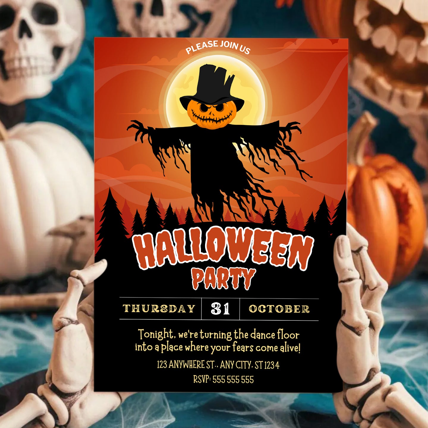 Ghost Pumpkin Halloween Party Invitation - CreativeRino