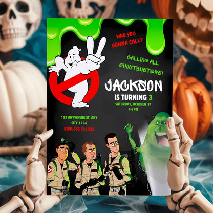 Ghostbusters Halloween Birthday Party Invitation Template - CreativeRino
