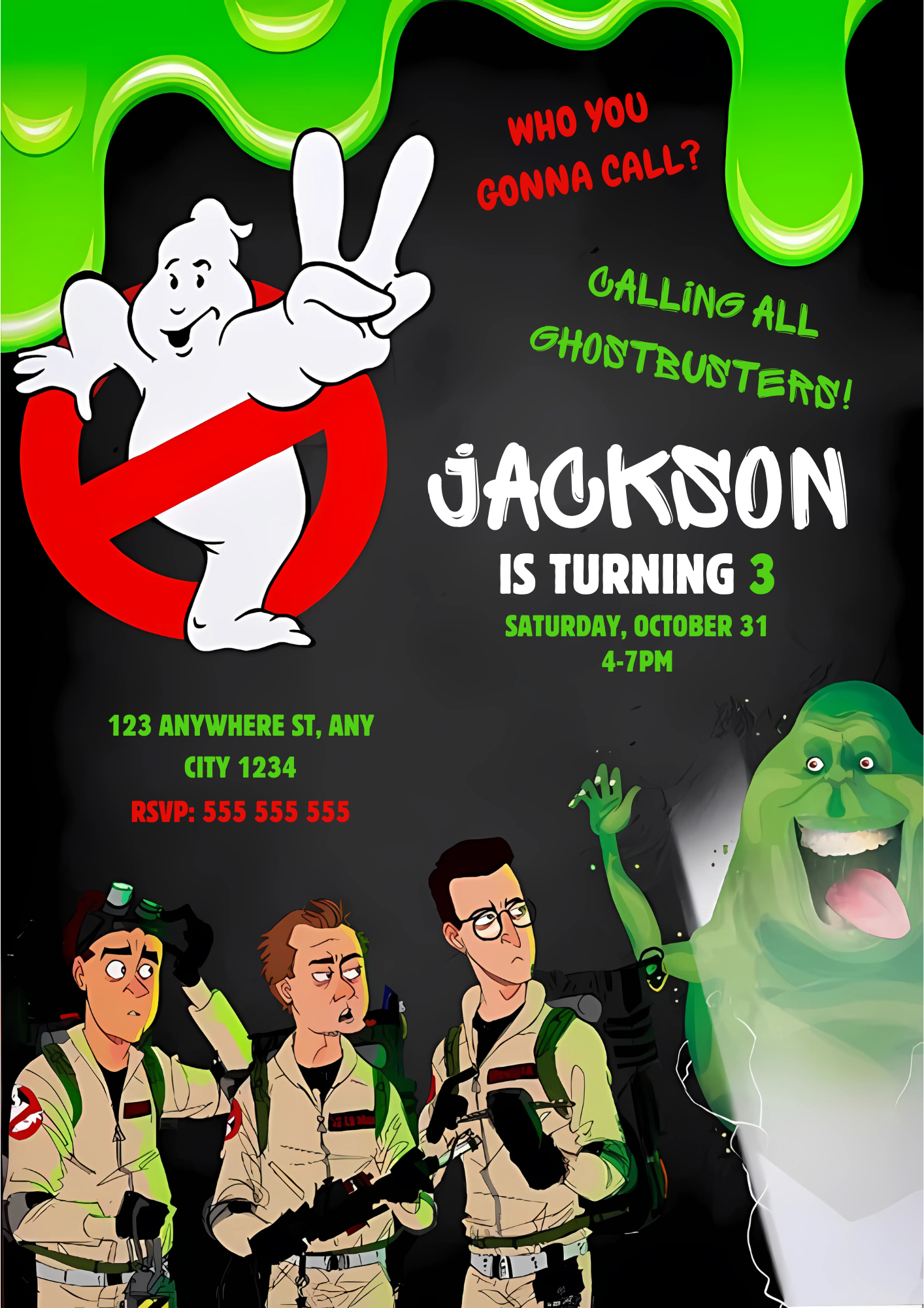 Ghostbusters Halloween Birthday Party Invitation Template - CreativeRino