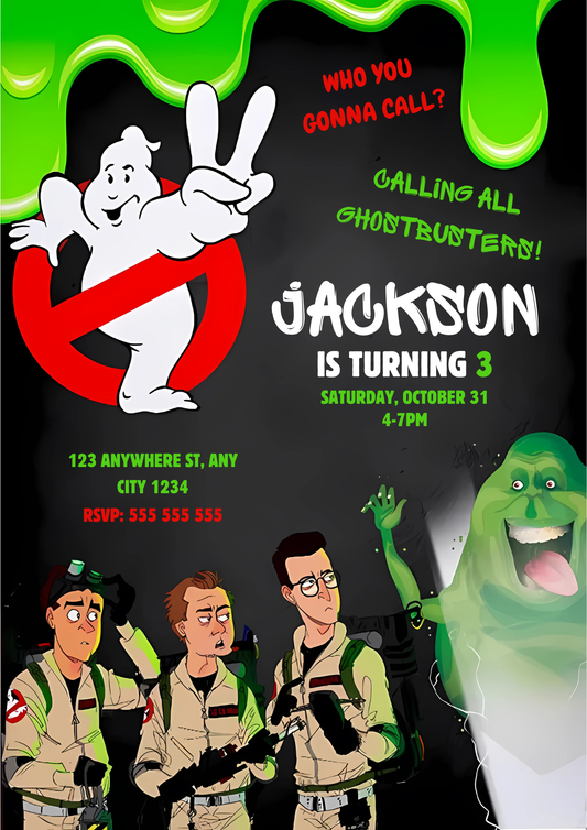 Ghostbusters Halloween Birthday Party Invitation Template - CreativeRino