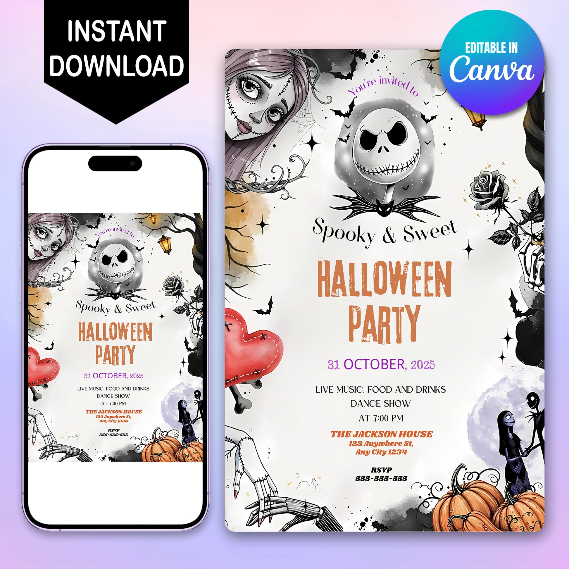 Nightmare Before Christmas Halloween Party Invitation - CreativeRino