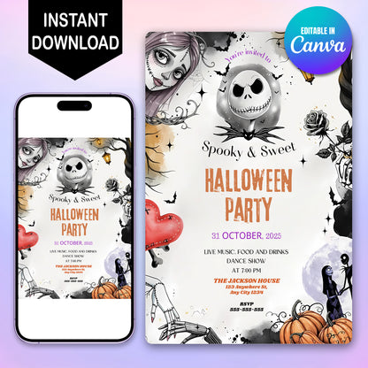 Nightmare Before Christmas Halloween Party Invitation - CreativeRino