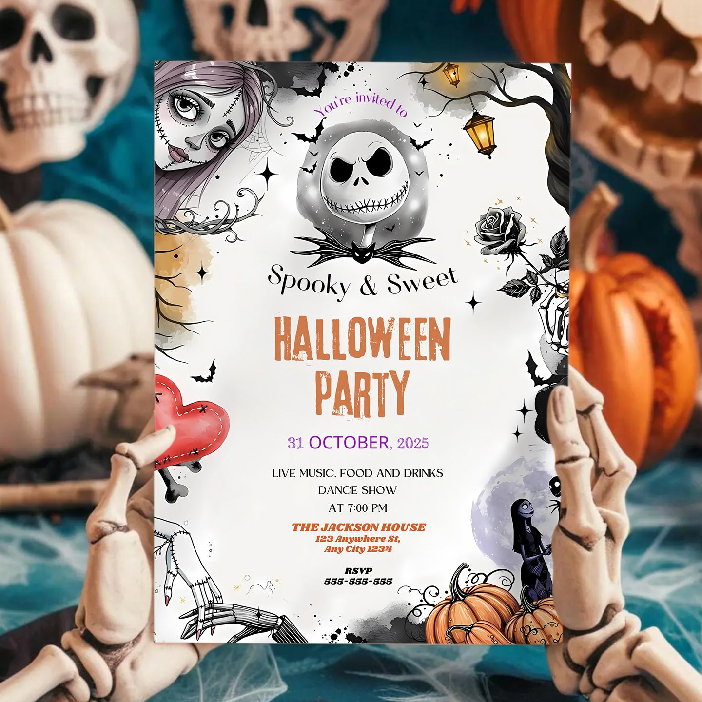 Nightmare Before Christmas Halloween Party Invitation - CreativeRino