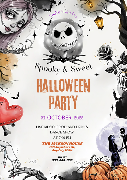 Nightmare Before Christmas Halloween Party Invitation - CreativeRino