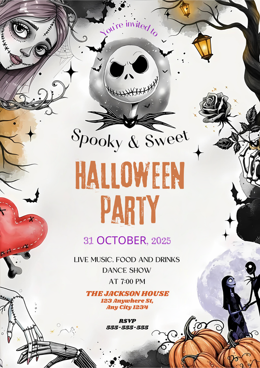 Nightmare Before Christmas Halloween Party Invitation - CreativeRino