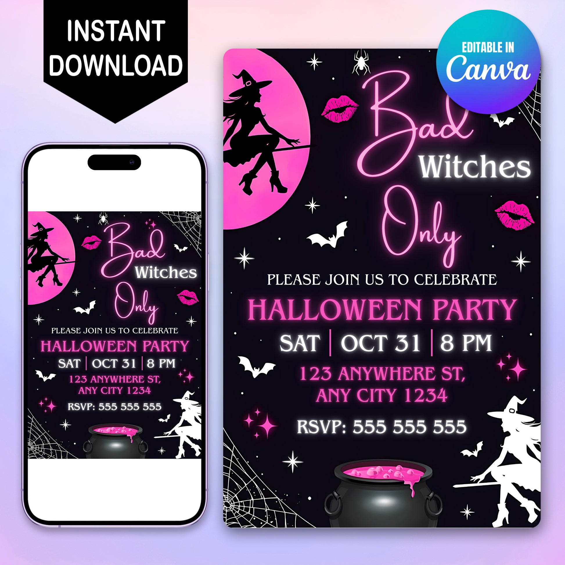 Bad Witches Only Halloween Invitation - CreativeRino