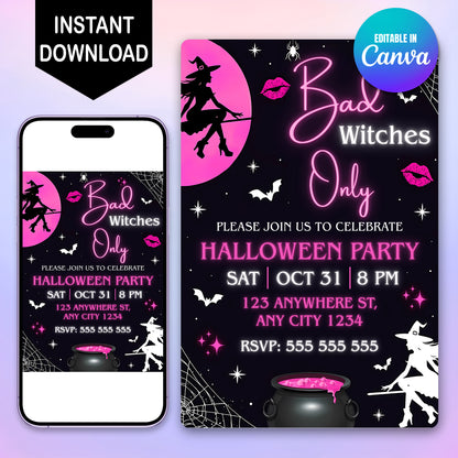 Bad Witches Only Halloween Invitation - CreativeRino