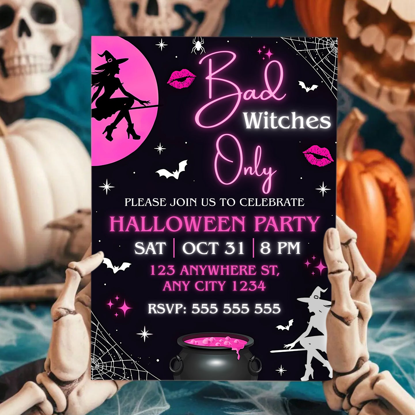 Bad Witches Only Halloween Invitation - CreativeRino
