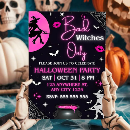 Bad Witches Only Halloween Invitation - CreativeRino