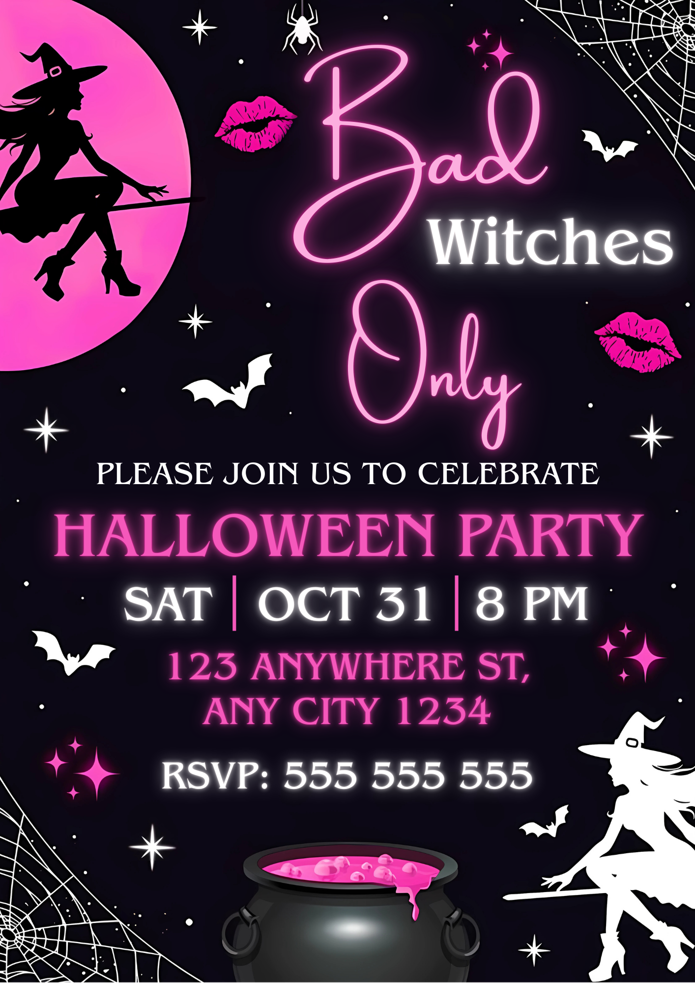 Bad Witches Only Halloween Invitation - CreativeRino