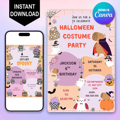 Spooktacular Costume Party Halloween Birthday Invitation - CreativeRino