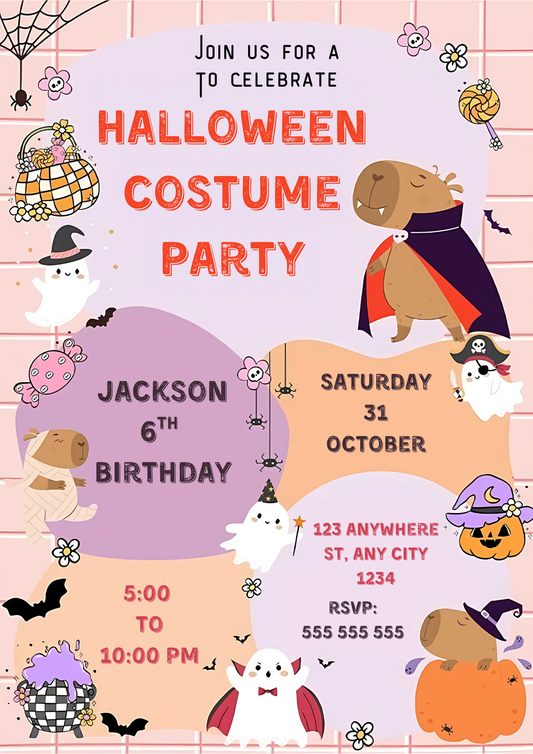 Spooktacular Costume Party Halloween Birthday Invitation - CreativeRino