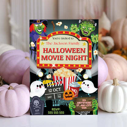 Horror Movie Night Halloween Invitation - CreativeRino