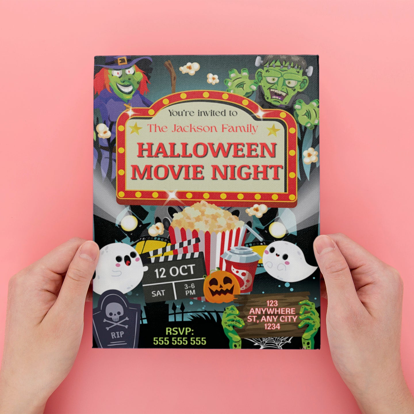 Horror Movie Night Halloween Invitation - CreativeRino