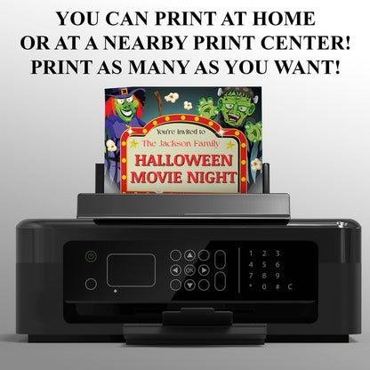 Horror Movie Night Halloween Invitation - CreativeRino