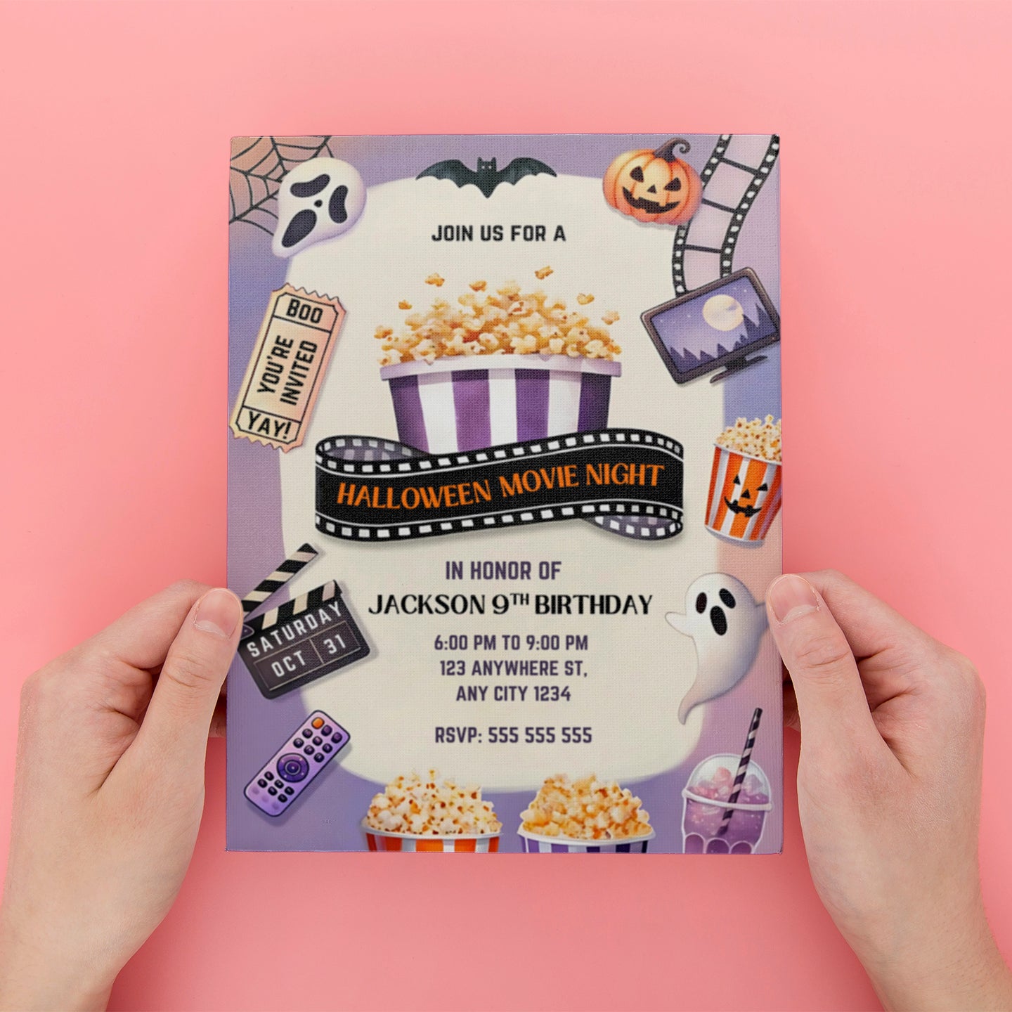 Editable Horror Movie Night Halloween Invitation - CreativeRino