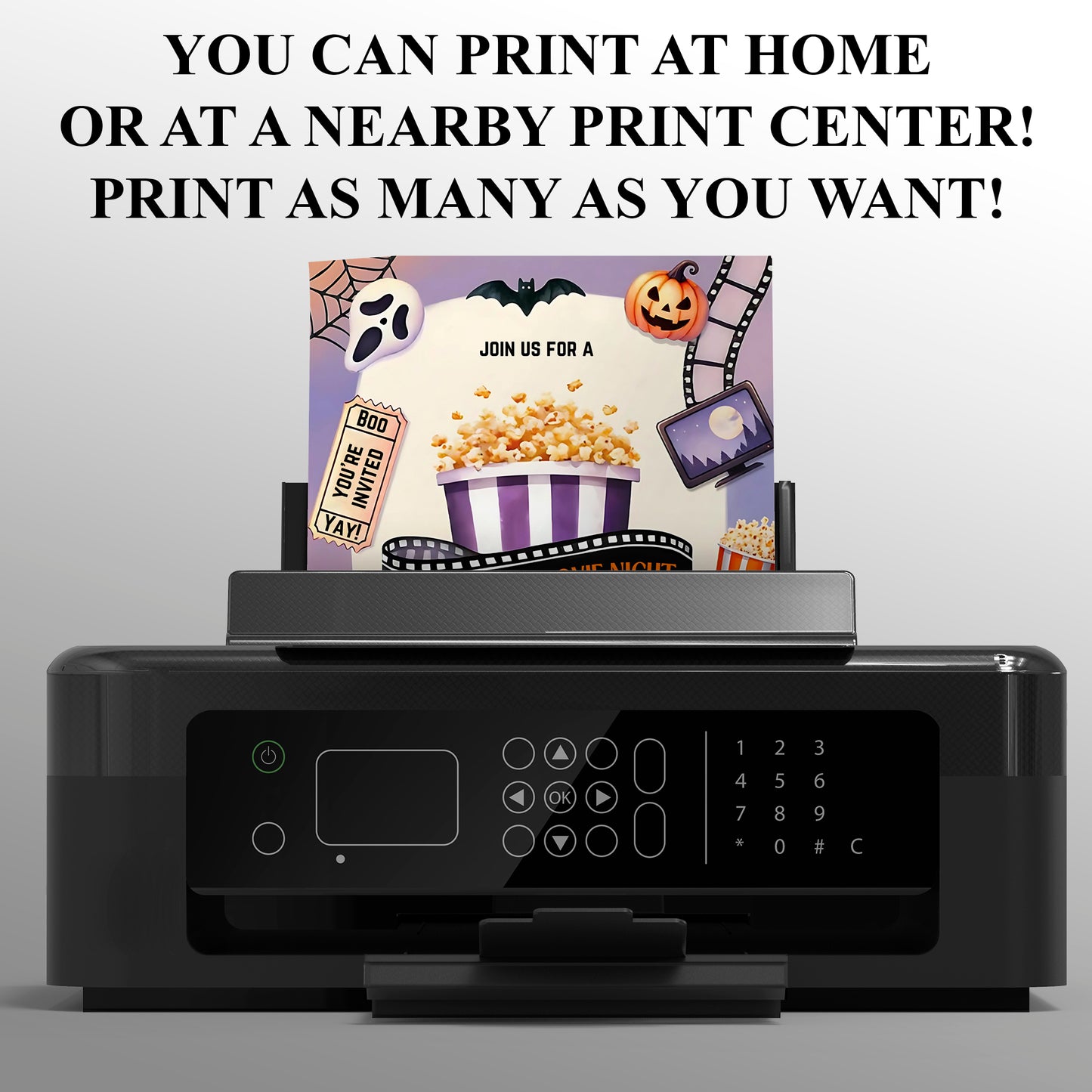 Editable Horror Movie Night Halloween Invitation - CreativeRino