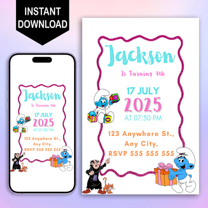 The Smurfs Birthday Invitation Template - CreativeRino