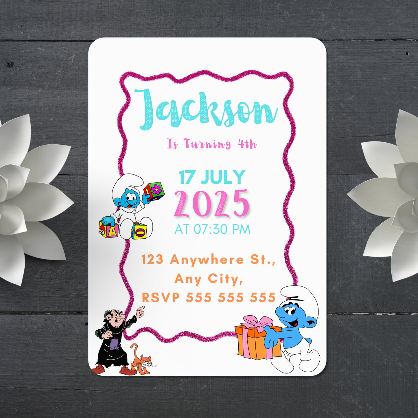 The Smurfs Birthday Invitation Template