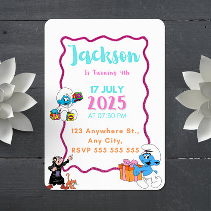 The Smurfs Birthday Invitation Template - CreativeRino