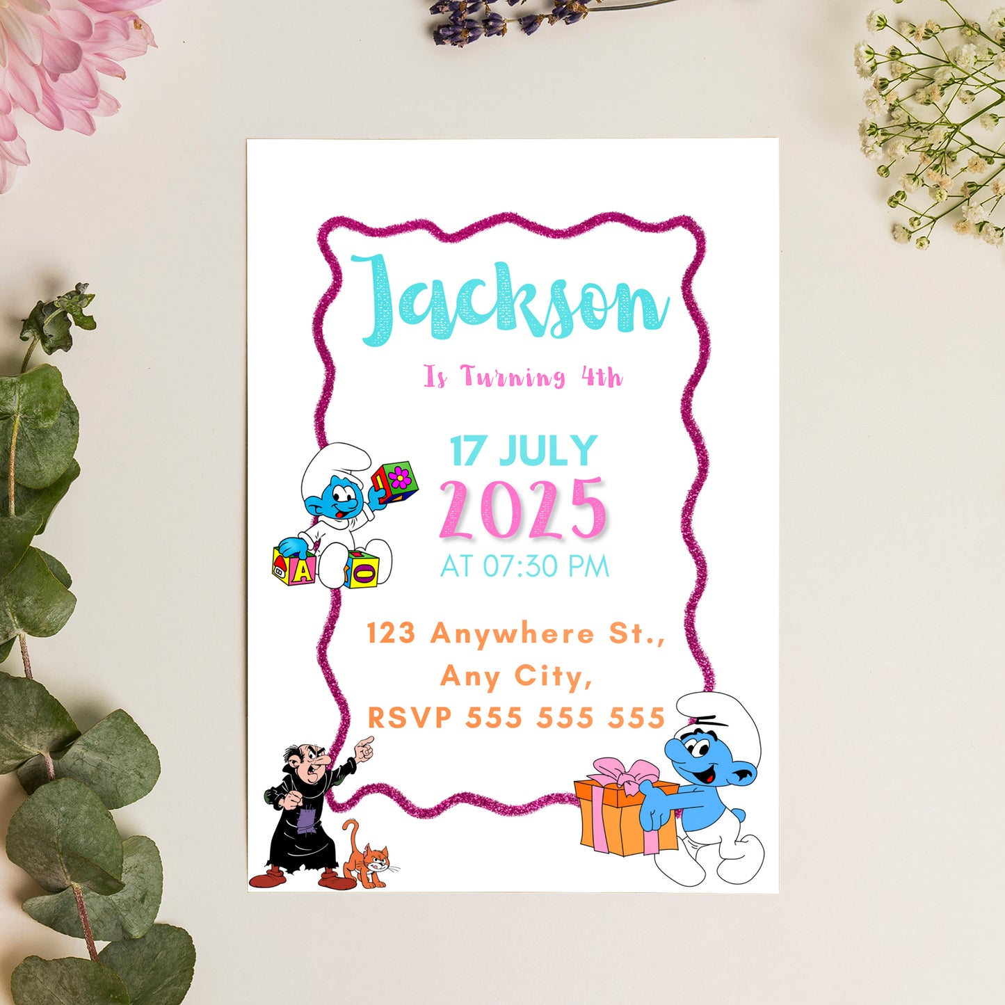 The Smurfs Birthday Invitation Template