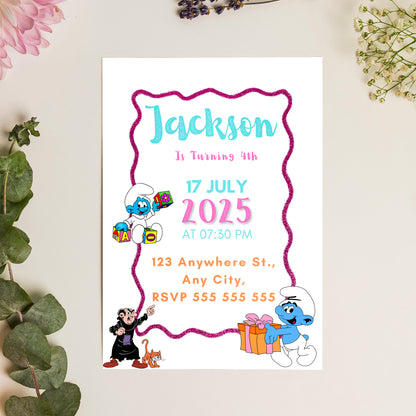 The Smurfs Birthday Invitation Template - CreativeRino