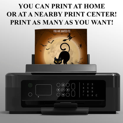 Bat Cat Halloween Party Invitation - CreativeRino