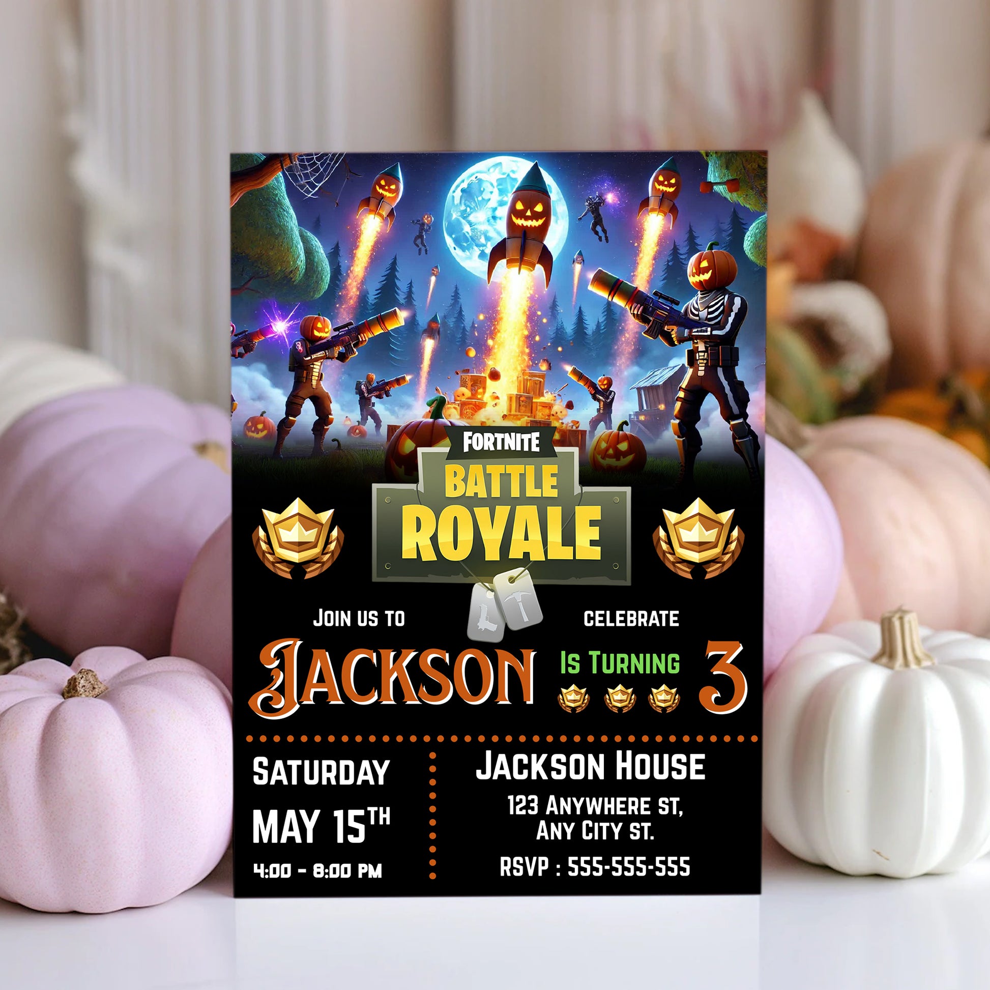 Fortnite Halloween Birthday Invitation - CreativeRino