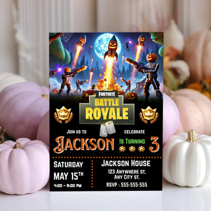 Fortnite Halloween Birthday Invitation - CreativeRino