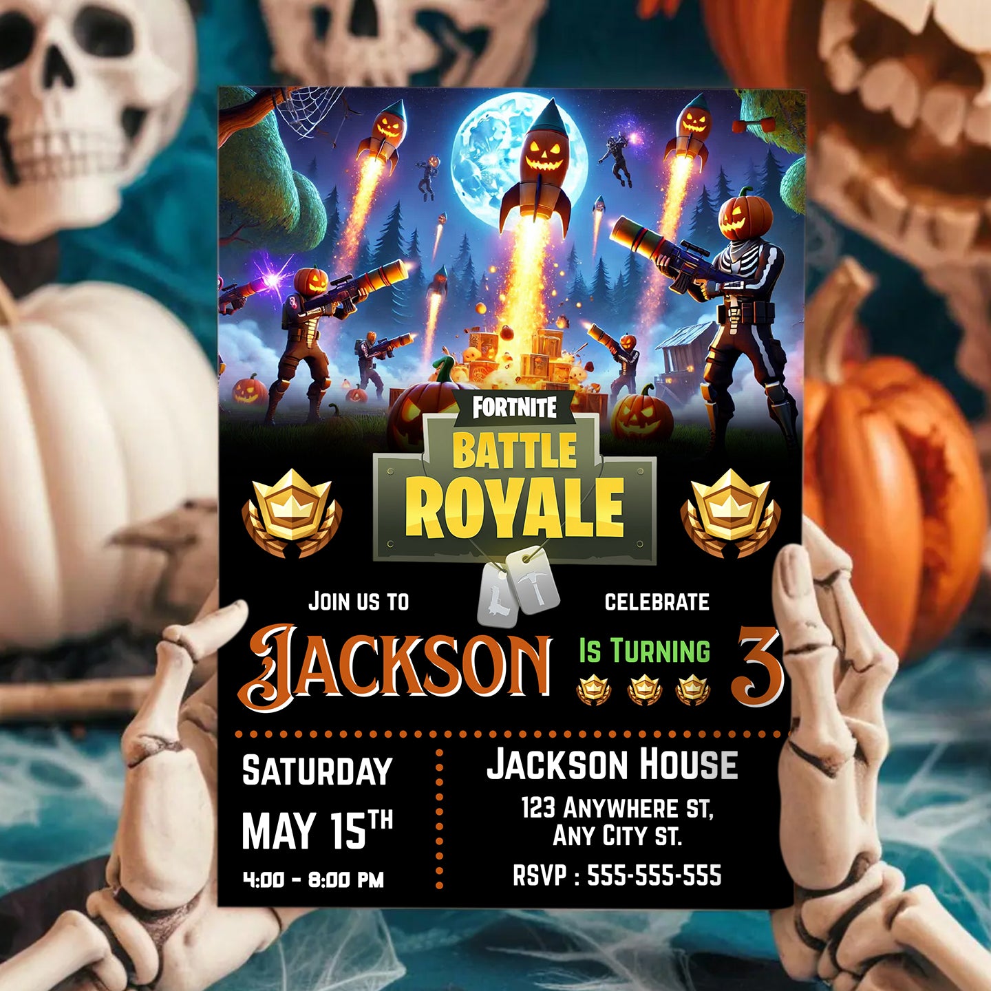 Fortnite Halloween Birthday Invitation - CreativeRino