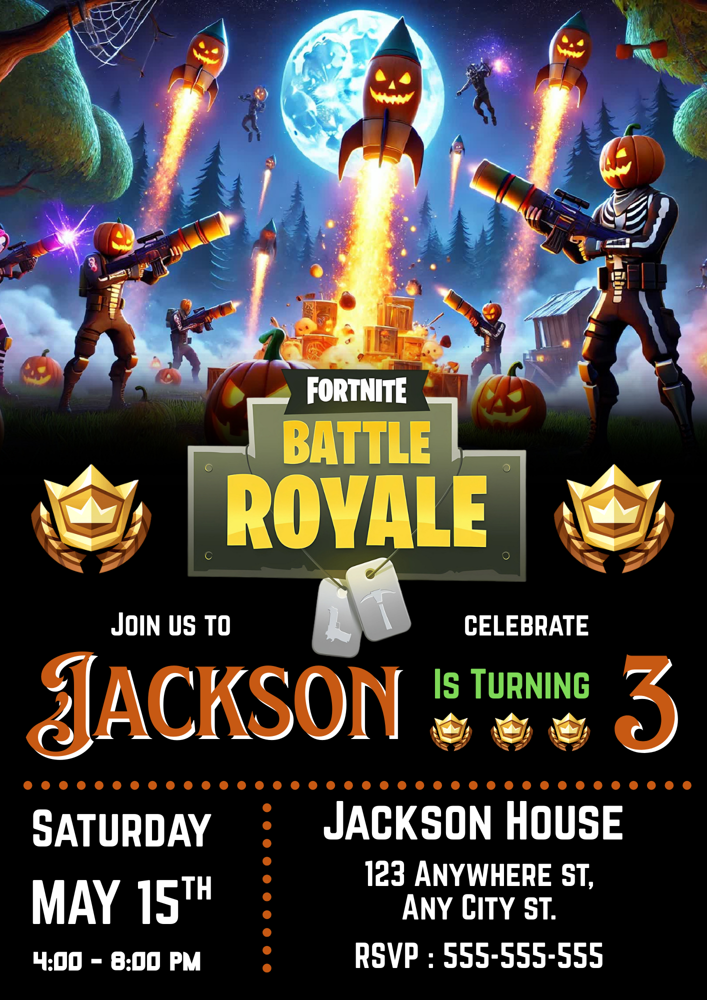 Fortnite Halloween Birthday Invitation - CreativeRino