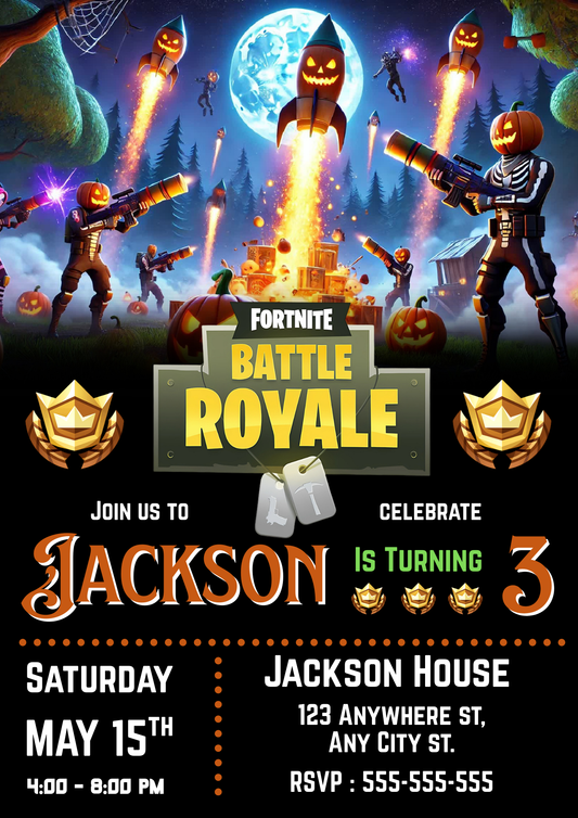 Fortnite Halloween Birthday Invitation - CreativeRino