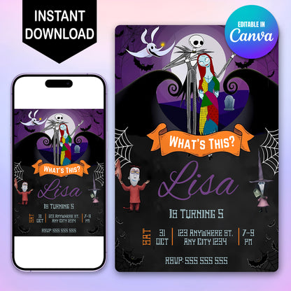 The Nightmare Before Christmas Birthday invitation Template - CreativeRino