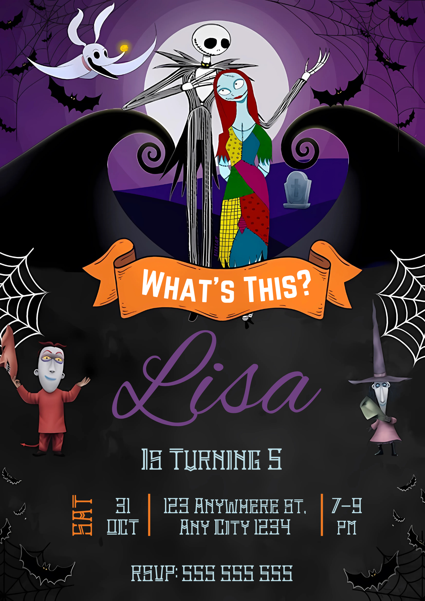 The Nightmare Before Christmas Birthday invitation Template - CreativeRino