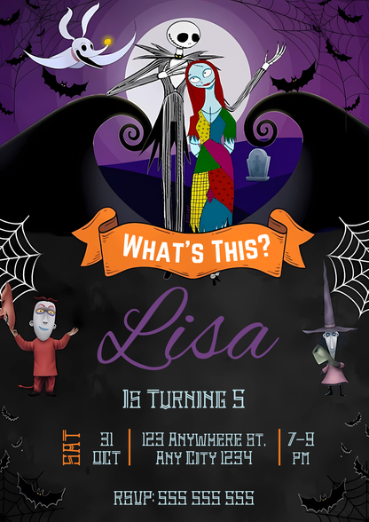 The Nightmare Before Christmas Birthday invitation Template - CreativeRino