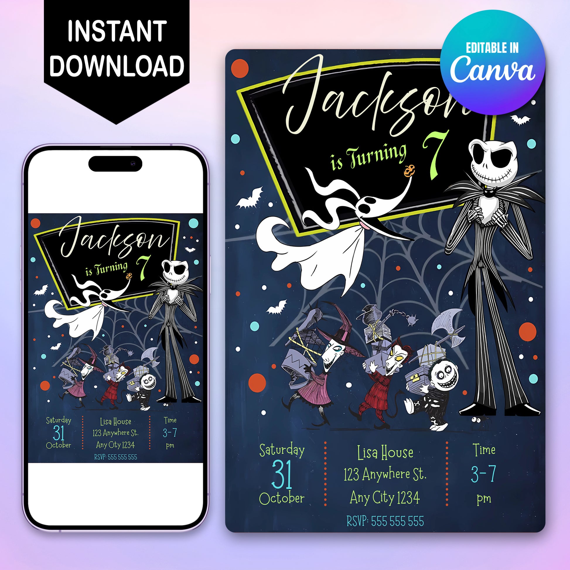 The Nightmare Before Christmas Birthday Invite Template - CreativeRino
