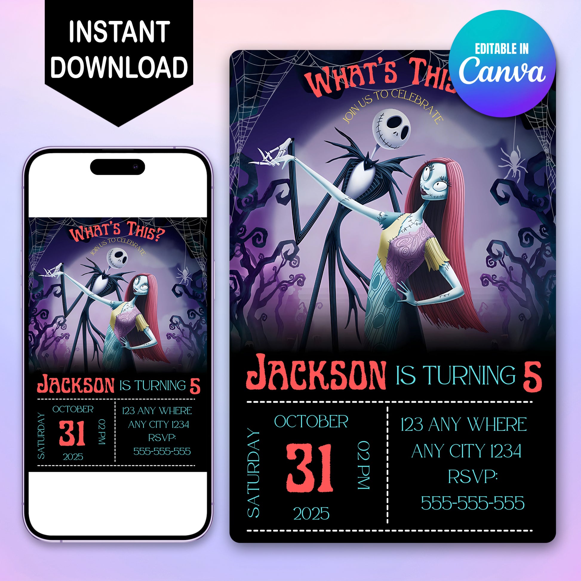 Editable The Nightmare Before Christmas Birthday Invitation - CreativeRino