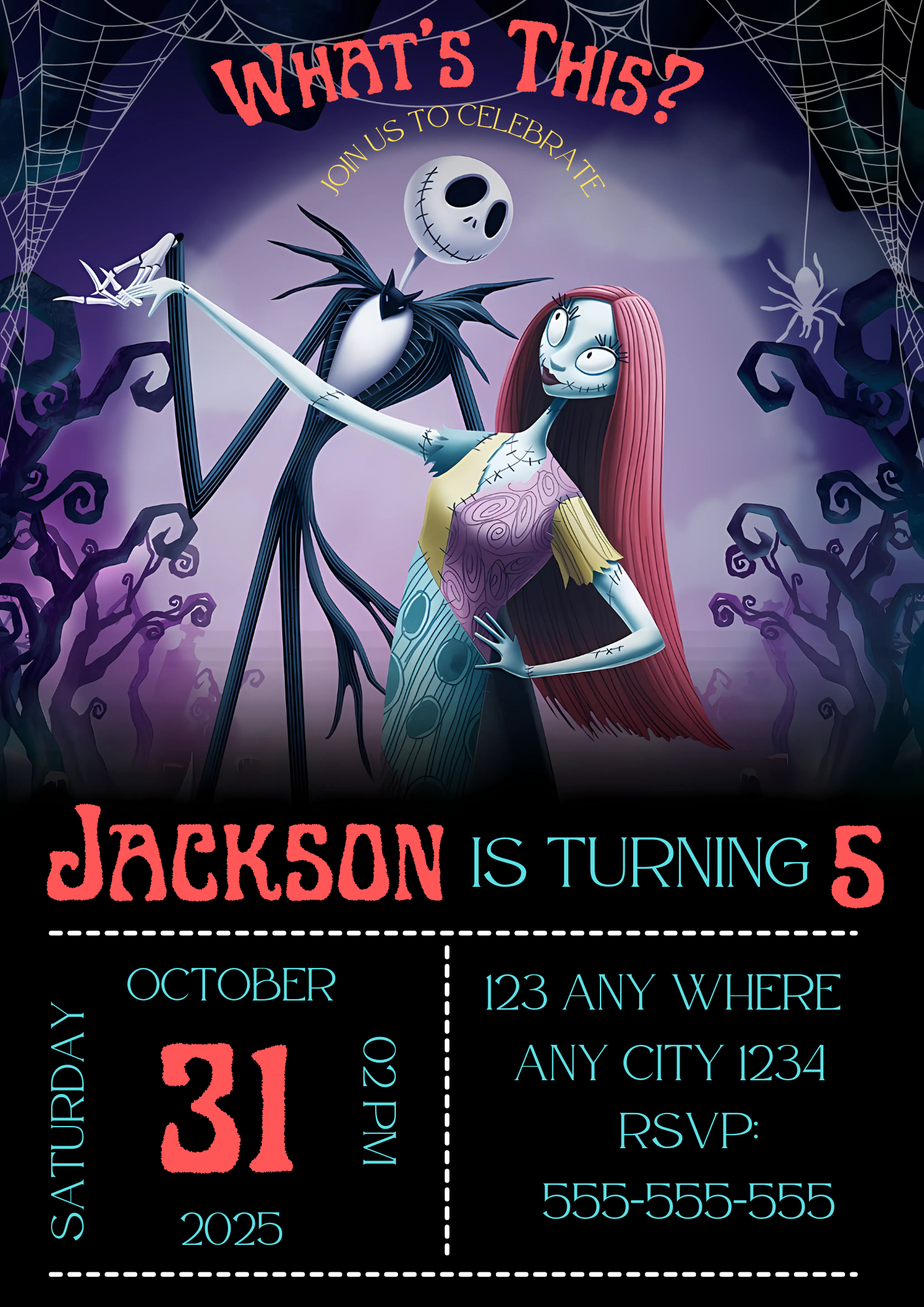 Editable The Nightmare Before Christmas Birthday Invitation - CreativeRino