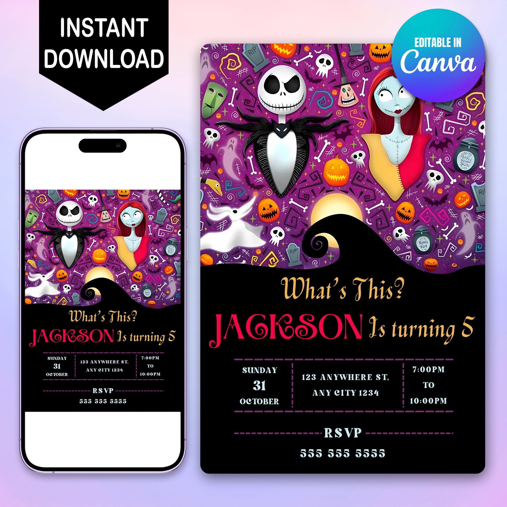 The Nightmare Before Christmas Halloween Birthday invitation - CreativeRino