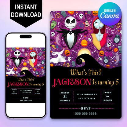 The Nightmare Before Christmas Halloween Birthday invitation - CreativeRino