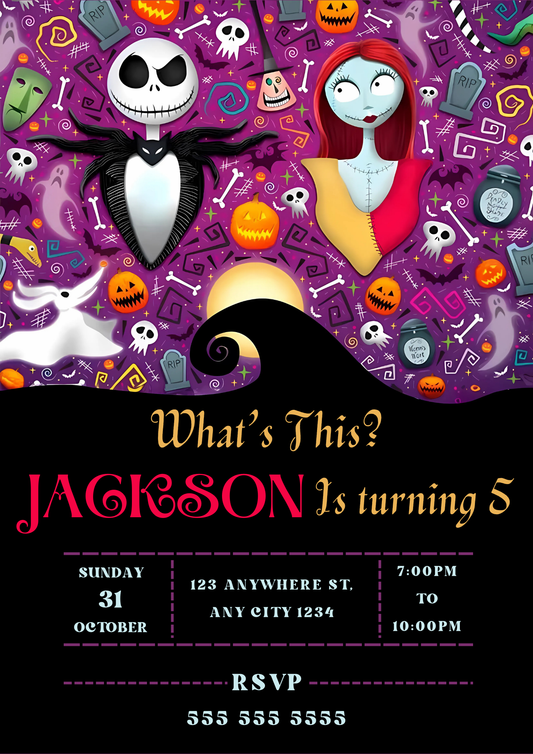 The Nightmare Before Christmas Halloween Birthday invitation - CreativeRino