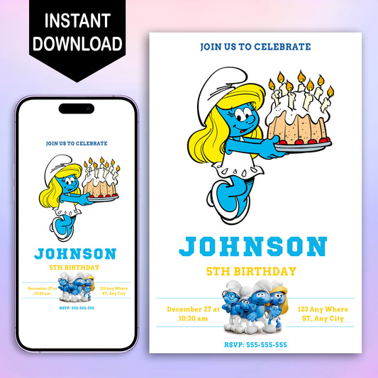 The Smurfs Birthday Invitation Template - CreativeRino