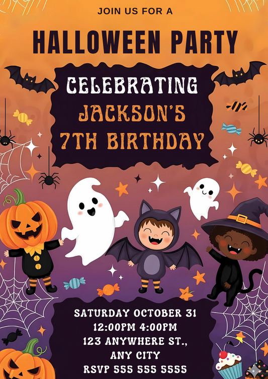 Halloween Costume Birthday Party Invitation - CreativeRino