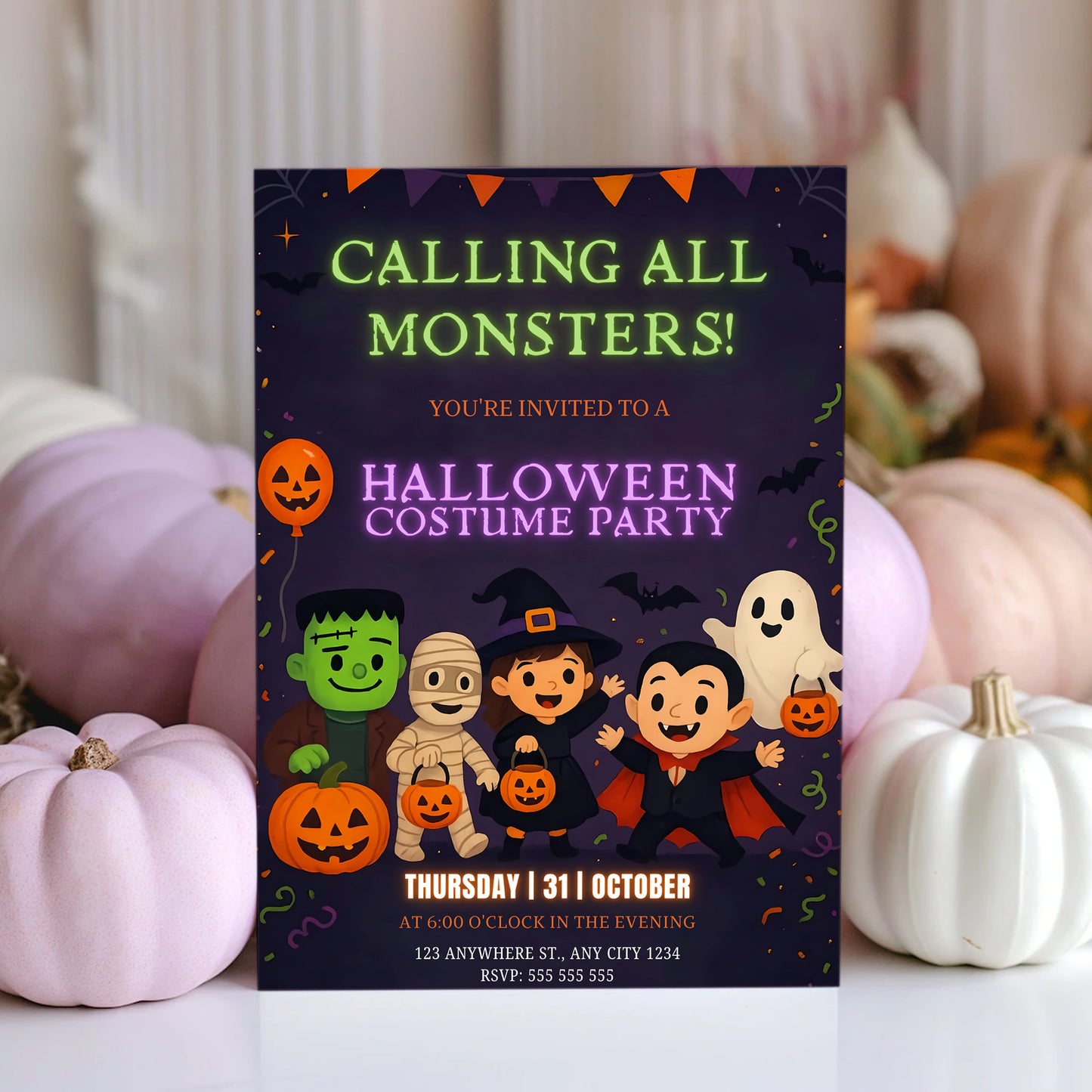 Calling All Monsters Halloween Costume Party Invitation - CreativeRino