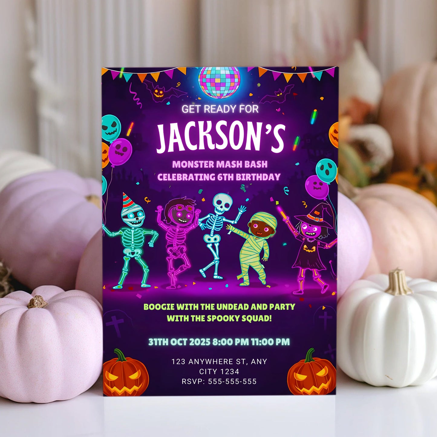 Monster Mash Halloween Birthday Invitation - CreativeRino