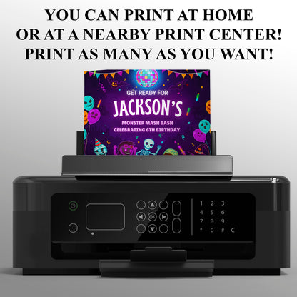 Monster Mash Halloween Birthday Invitation - CreativeRino