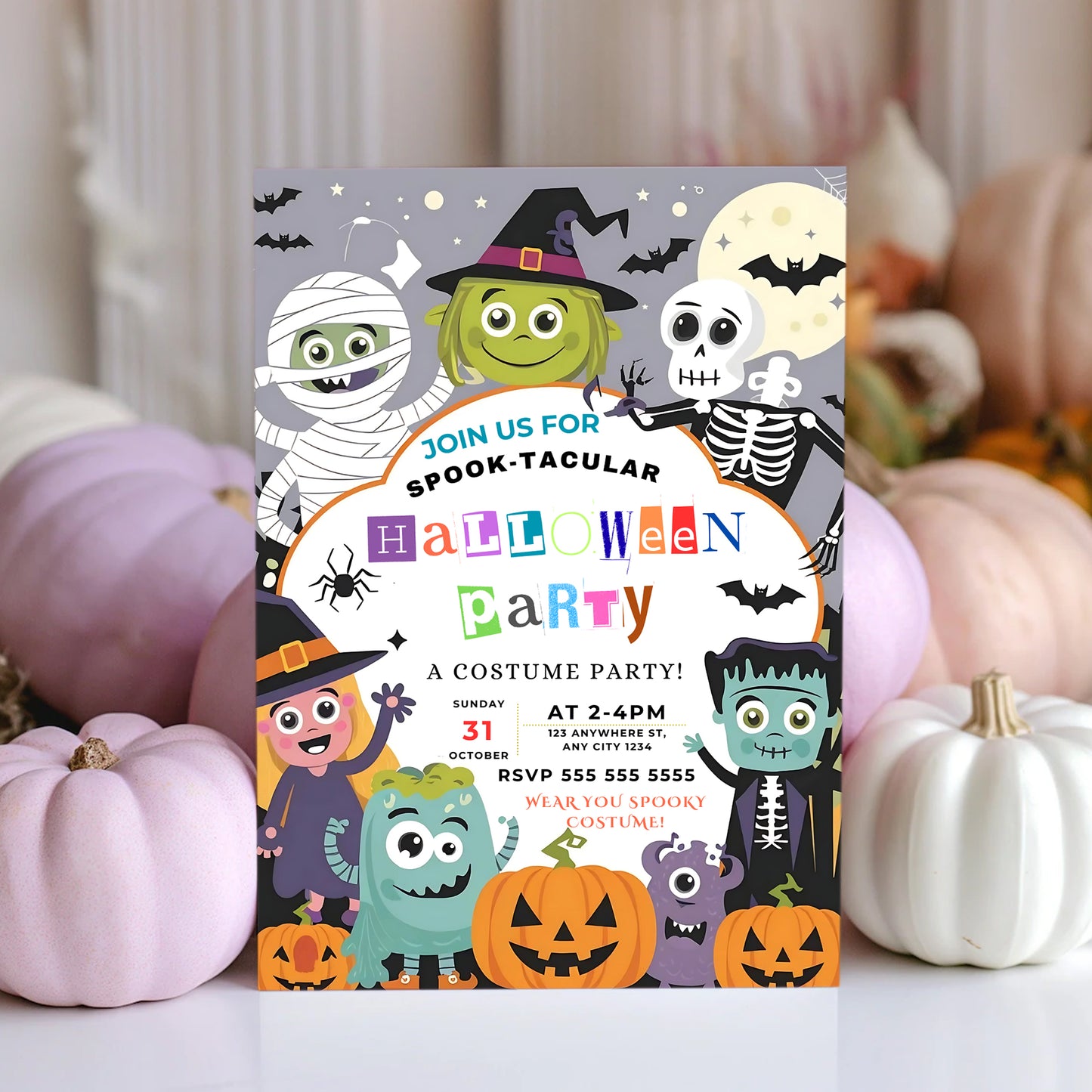 Spooky Kids Costume Party Halloween Invitation - CreativeRino