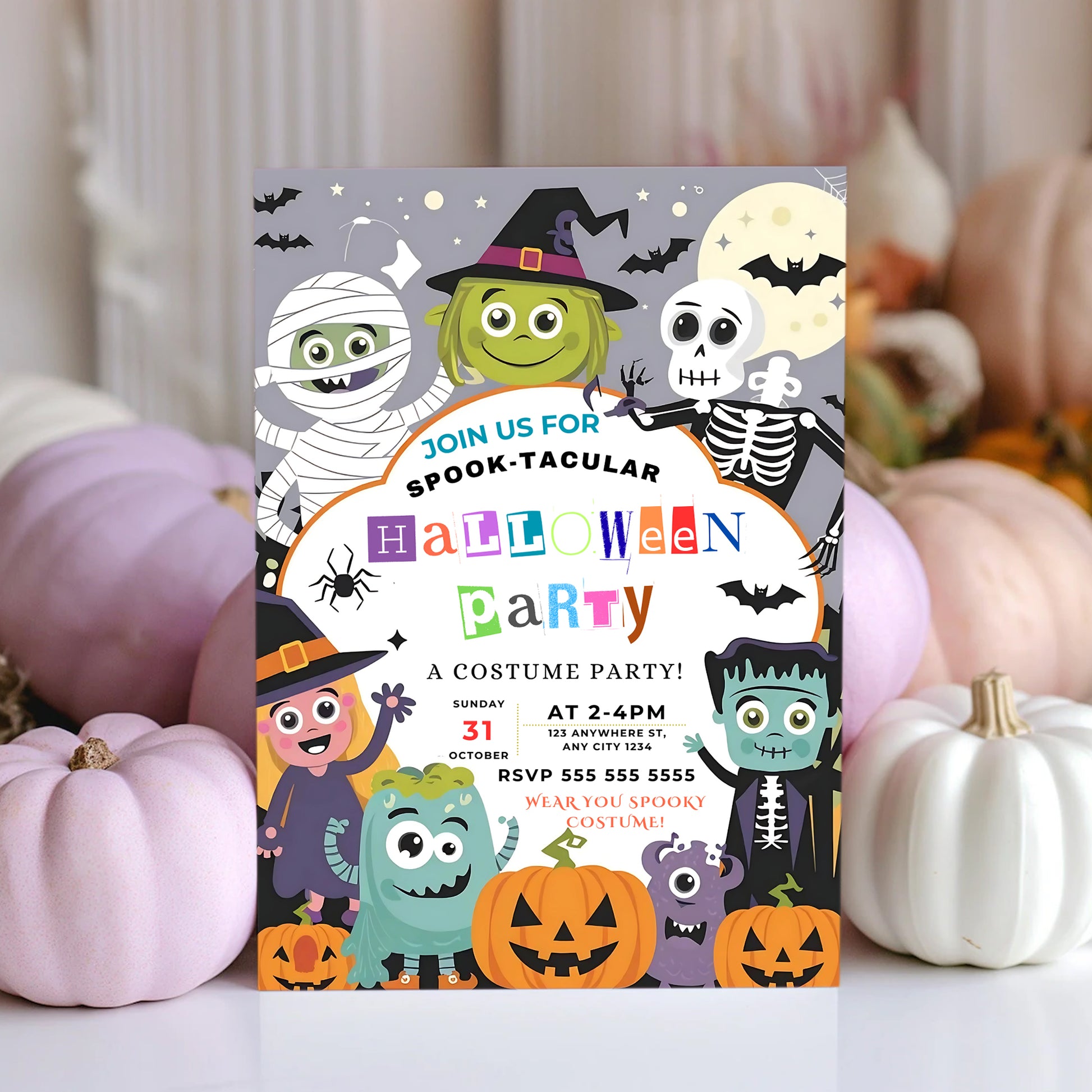 Spooky Kids Costume Party Halloween Invitation - CreativeRino
