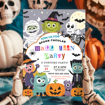 Spooky Kids Costume Party Halloween Invitation - CreativeRino