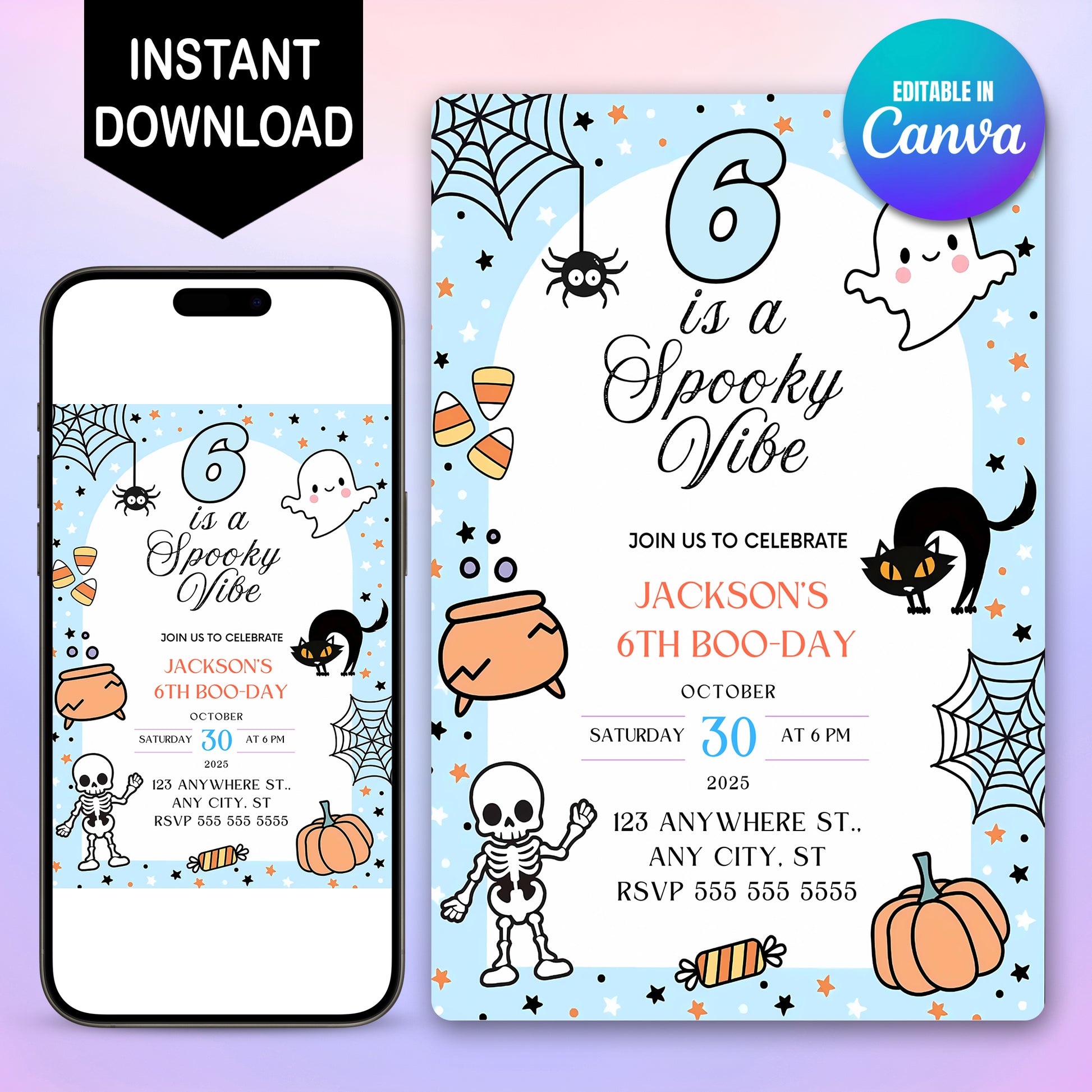 Spooky Vibe Halloween Birthday Invitation - CreativeRino